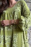 Kasbah Bubble Cotton Bandana Peasant Dress Olive